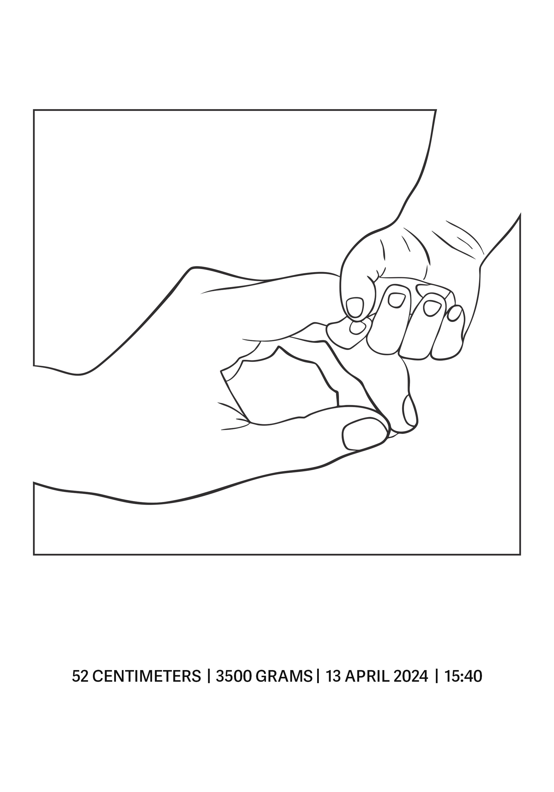 Holding Hands Birth, Minimalist Baby and Parent Line Art Poster - Posterbox.dk