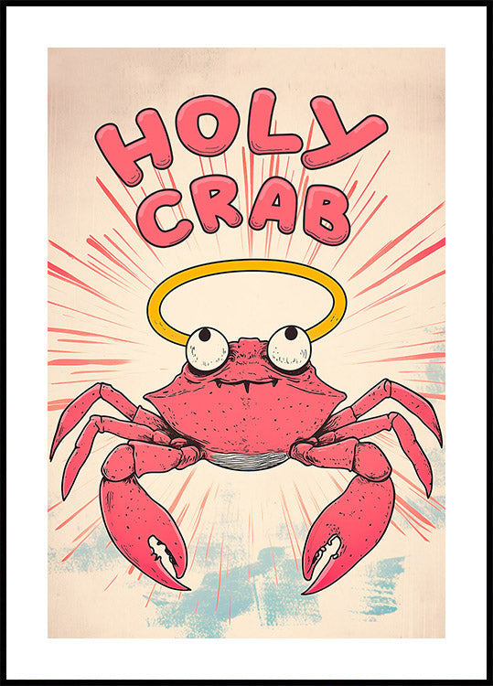 Holy Crab, Halo Crab Cartoon Poster - Posterbox.dk