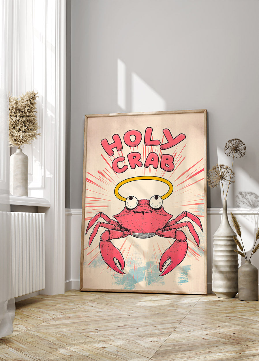 Holy Crab, Halo Crab Cartoon Poster - Posterbox.dk