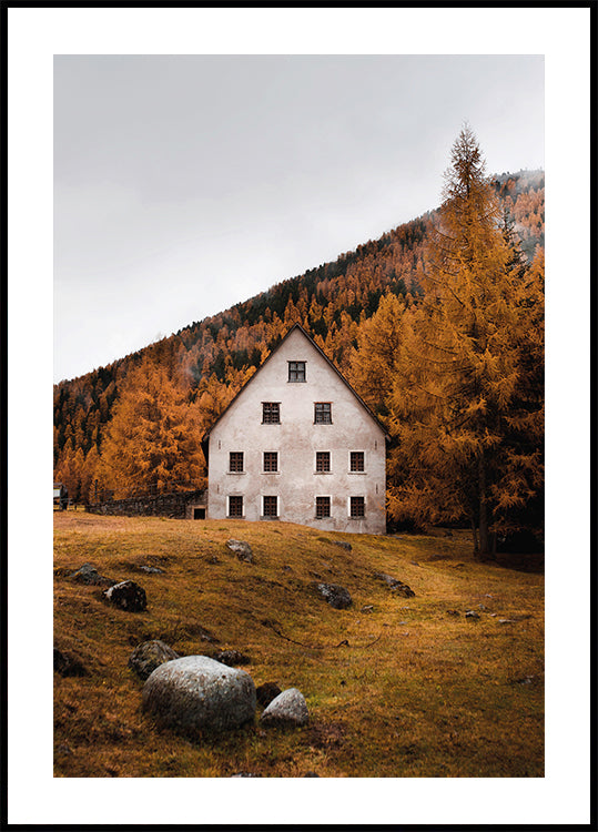 House Near the Autumn Mountains Poster - Posterbox.dk