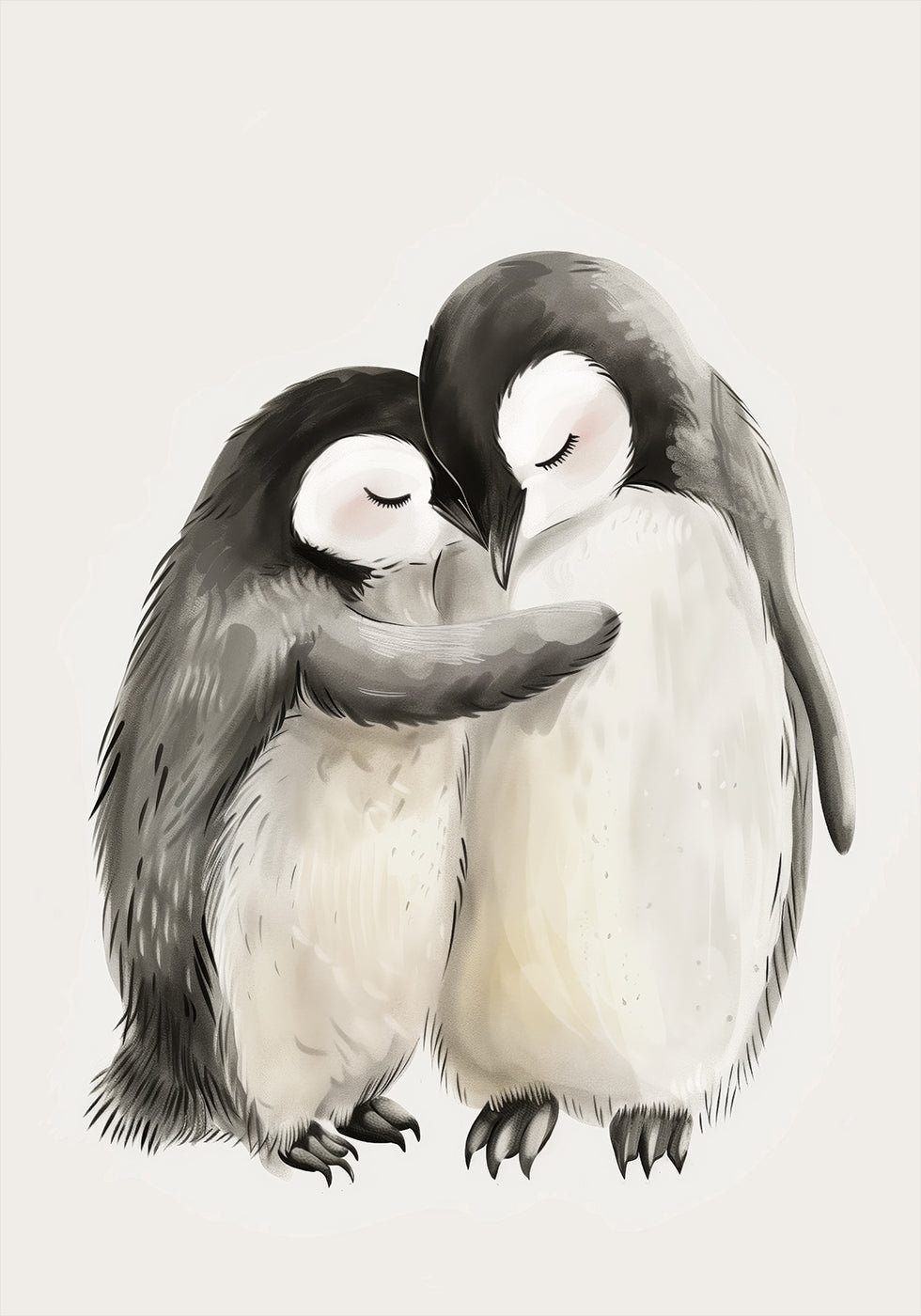 Hugging Baby Penguins Poster - Posterbox.dk