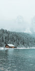Hut on the Shore of a Winter Lake Poster - Posterbox.dk