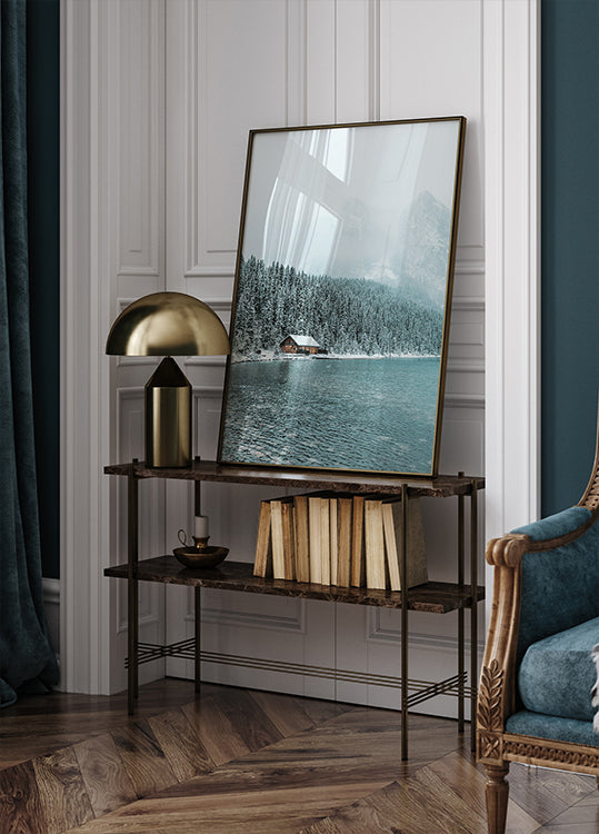 Hut on the Shore of a Winter Lake Poster - Posterbox.dk