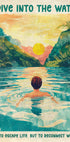 I Dive Into the Water Sunset River Poster - Posterbox.dk
