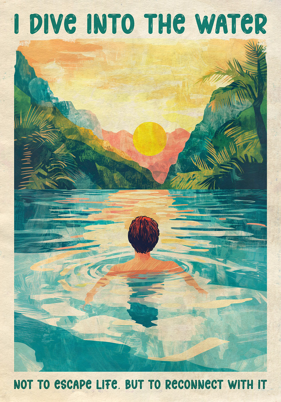 I Dive Into the Water Sunset River Poster - Posterbox.dk