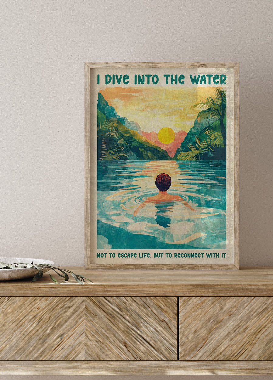 I Dive Into the Water Sunset River Poster - Posterbox.dk