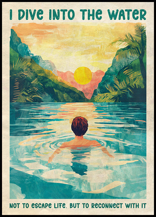 I Dive Into the Water Sunset River Poster - Posterbox.dk