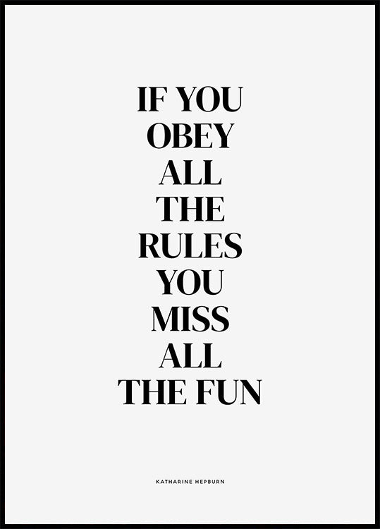 If You Obey All The Rules You Miss All The Fun Poster - Posterbox.dk
