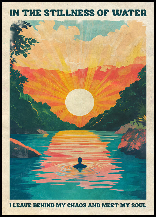 In the Stillness of Water Sunset River Poster - Posterbox.dk