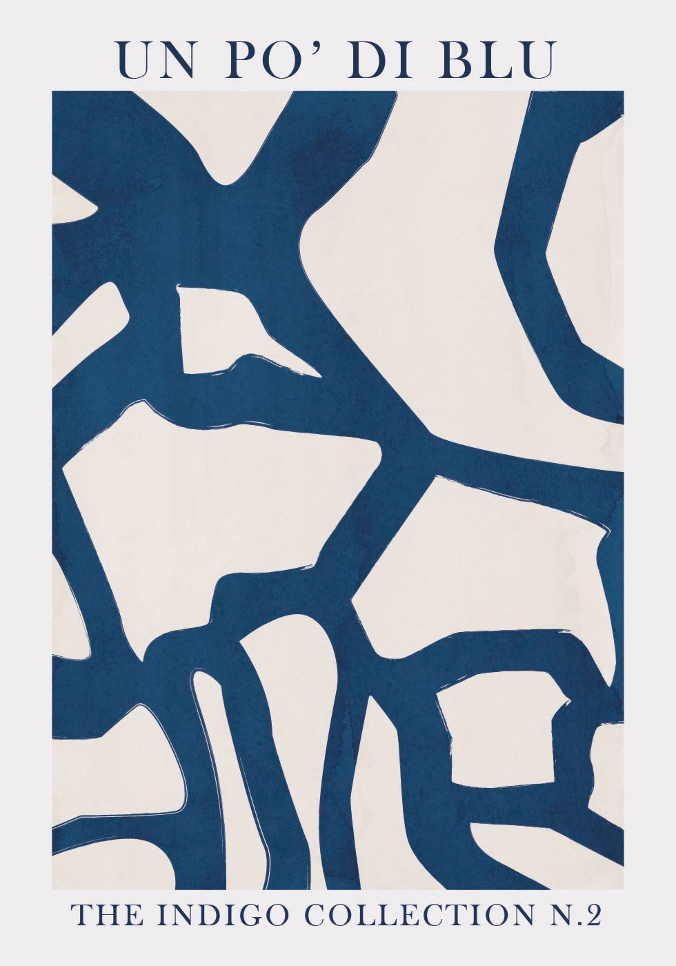 Indigo Flow, Abstract Shapes in Blue and White Poster - Posterbox.dk