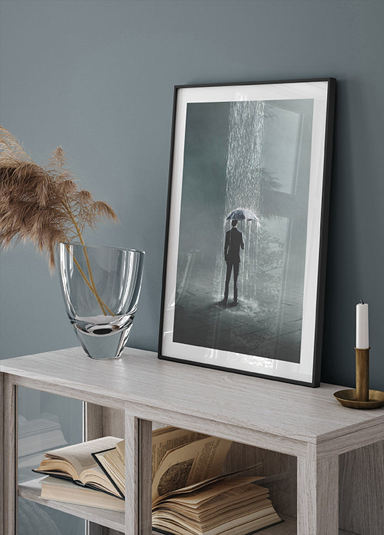 Isolated Rainfall, Suit and Umbrella Poster - Posterbox.dk
