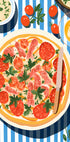 Italian Pizza, Tomato Parsley Topping, Striped Table Poster - Posterbox.dk