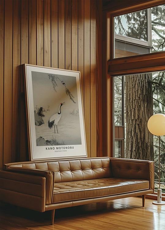 Japanese Crane Illustration Kano Motonobu Poster - Posterbox.dk