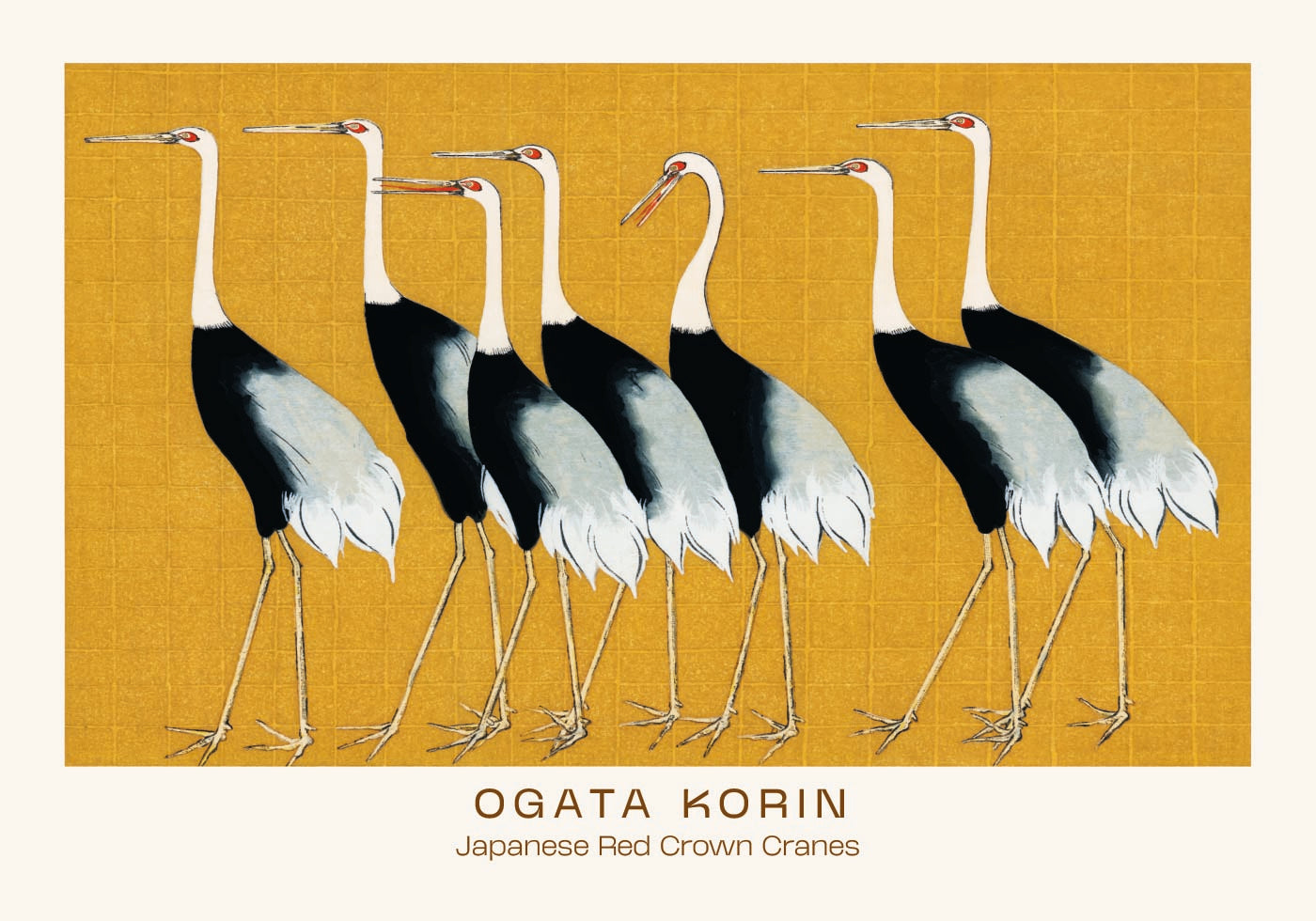 Japanese Red Crown Cranes, Ogata Korin Poster - Posterbox.dk