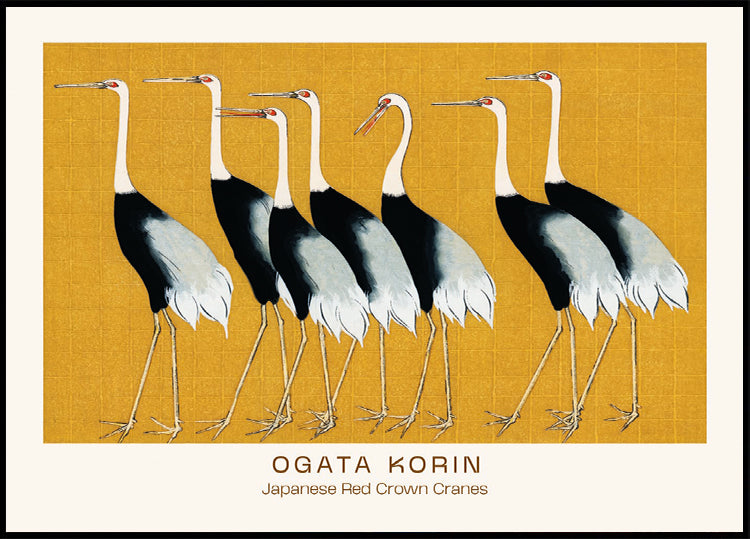 Japanese Red Crown Cranes, Ogata Korin Poster - Posterbox.dk