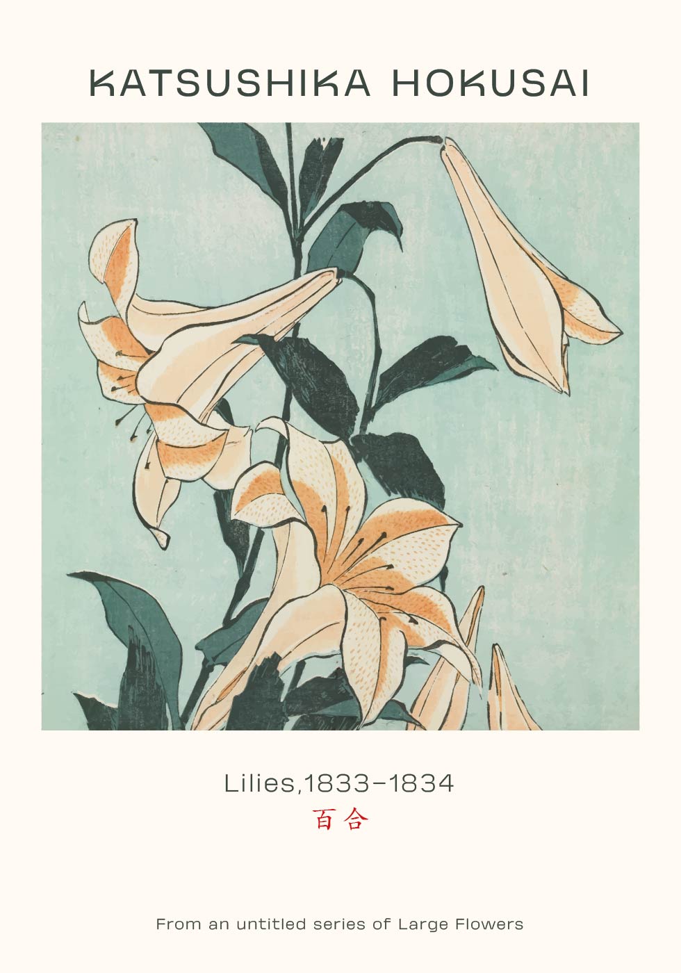 Katsushika Hokusai - Lilies Poster - Posterbox.dk
