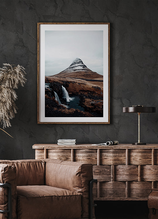 Kirkjufell Mountain and Waterfalls Poster - Posterbox.dk