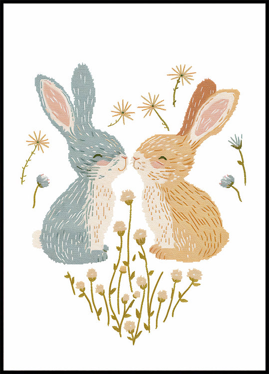 Kissing Bunnies Poster - Posterbox.dk