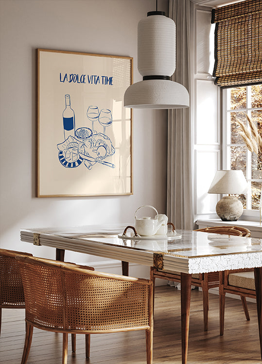 La Dolce Vita Time Print, Wine and Cheese Platter Poster - Posterbox.dk