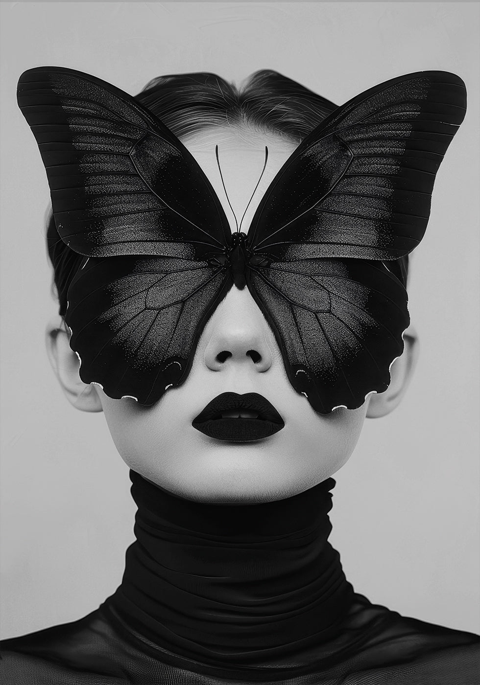 Lady with Black Butterfly Mask Poster - Posterbox.dk