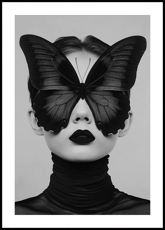 Lady with Black Butterfly Mask Poster - Posterbox.dk