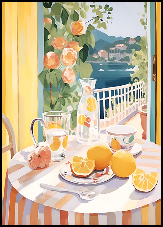 Lemon Morning on the Terrace, Mediterranean Summer Poster - Posterbox.dk