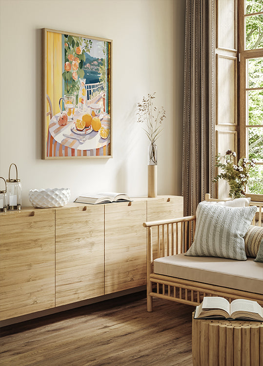 Lemon Morning on the Terrace, Mediterranean Summer Poster - Posterbox.dk