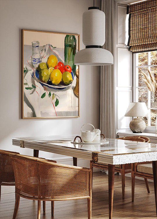 Lemons and Tomatoes, rustic kitchen still life Poster - Posterbox.dk