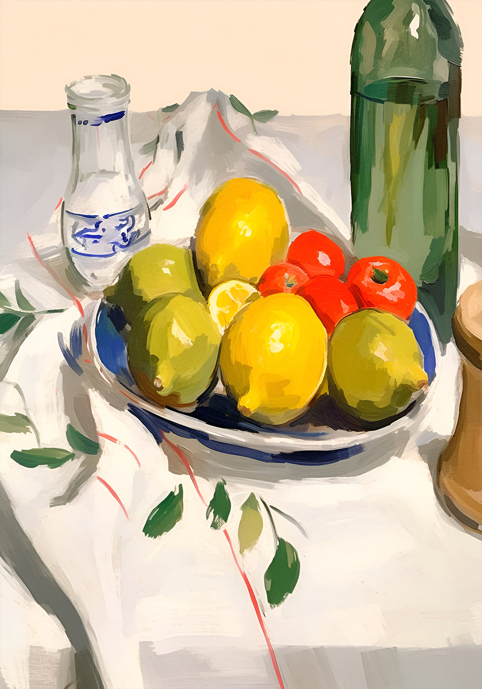 Lemons and Tomatoes, rustic kitchen still life Poster - Posterbox.dk
