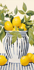 Lemons in a Striped Vase, Mediterranean Still Life Poster - Posterbox.dk