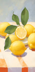 Lemons on Checkered Table, citrus fruit Poster - Posterbox.dk
