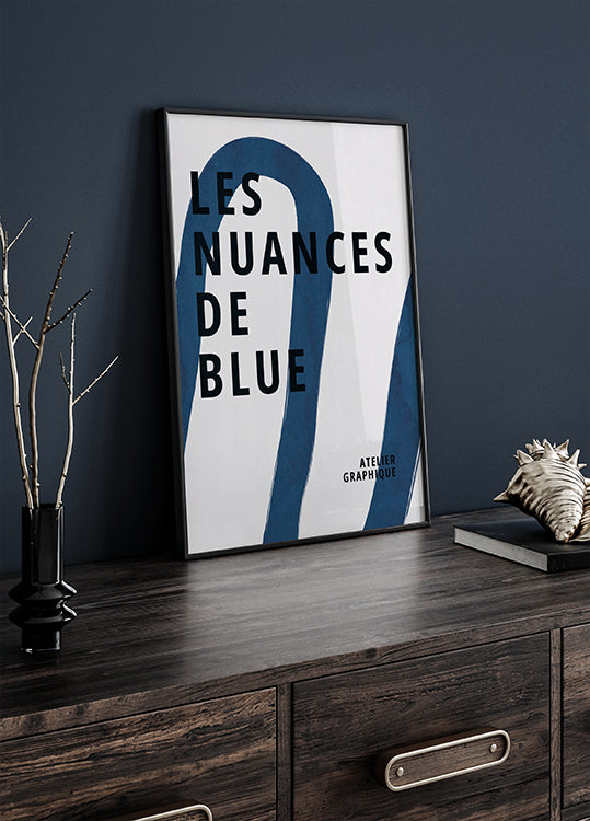 Les Nuances De Blue, Graphic Indigo Ribbon Abstract Poster - Posterbox.dk