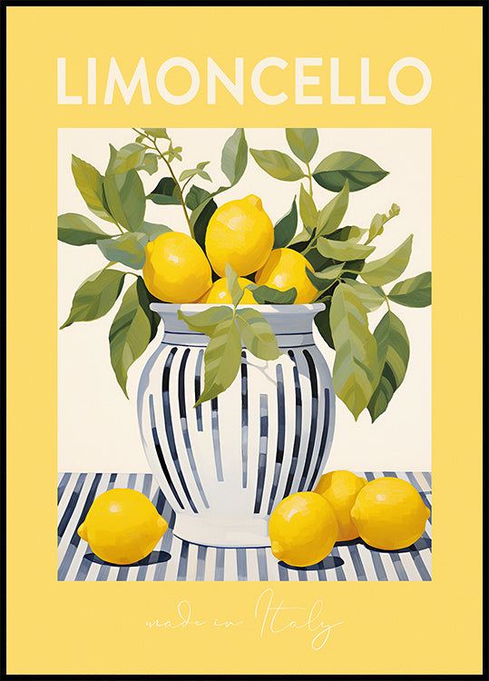 Limoncello Lemons Print, Italian Citrus Art, Yellow Gallery Wall Poster - Posterbox.dk