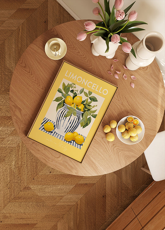 Limoncello Lemons Print, Italian Citrus Art, Yellow Gallery Wall Poster - Posterbox.dk