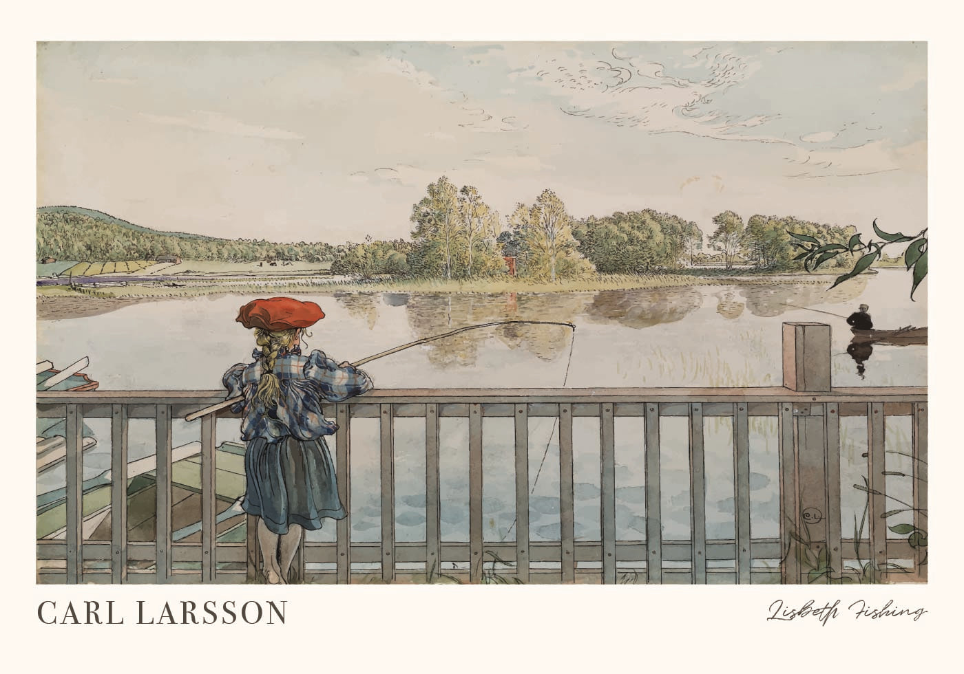 Lisbeth Fishing by Carl Larsson Poster - Posterbox.dk