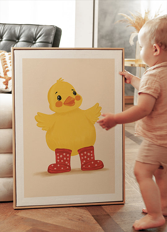 Little Duck in Red Boots Poster - Posterbox.dk