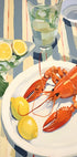 Lobster Lunch, Lemon and Linen, Coastal Table Scene Poster - Posterbox.dk