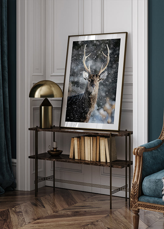 Majestic Deer in Snow №2 Poster - Posterbox.dk