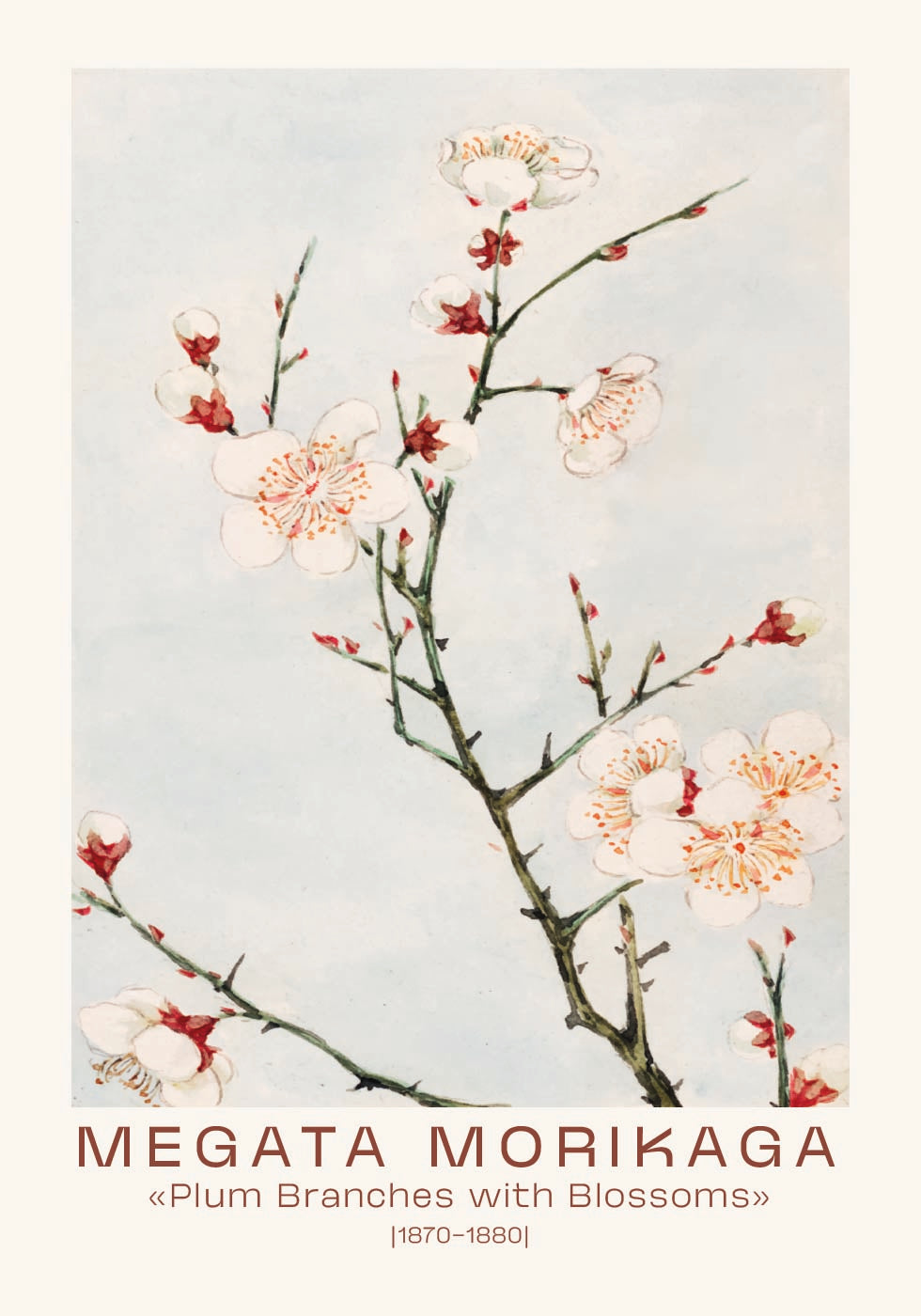 Megata Morikaga, Plum Branches with Blossoms Poster - Posterbox.dk