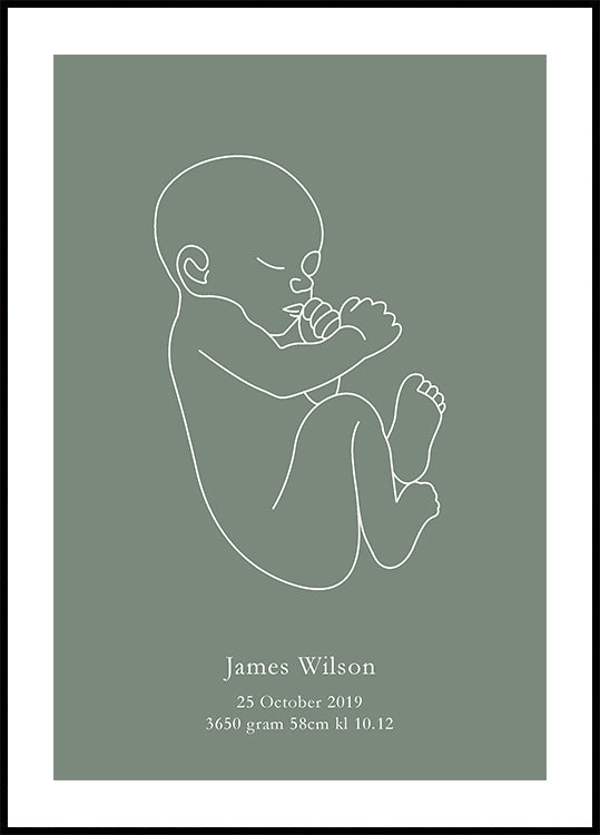 Minimalist Birth – Green Poster - Posterbox.dk