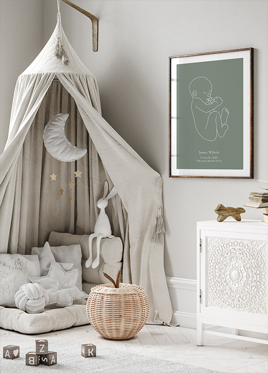 Minimalist Birth – Green Poster - Posterbox.dk