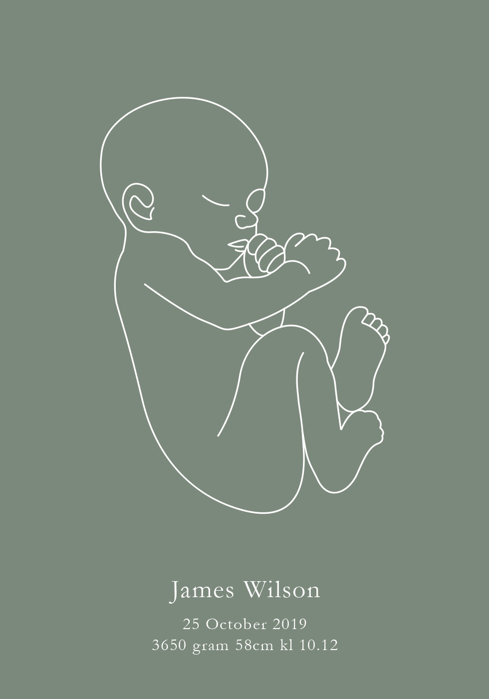Minimalist Birth – Green Poster - Posterbox.dk