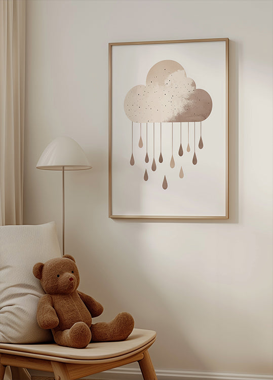 Minimalist Rainy Cloud Poster - Posterbox.dk