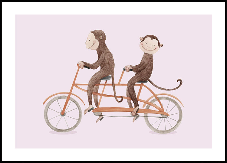 Monkey Bicycle Poster - Posterbox.dk
