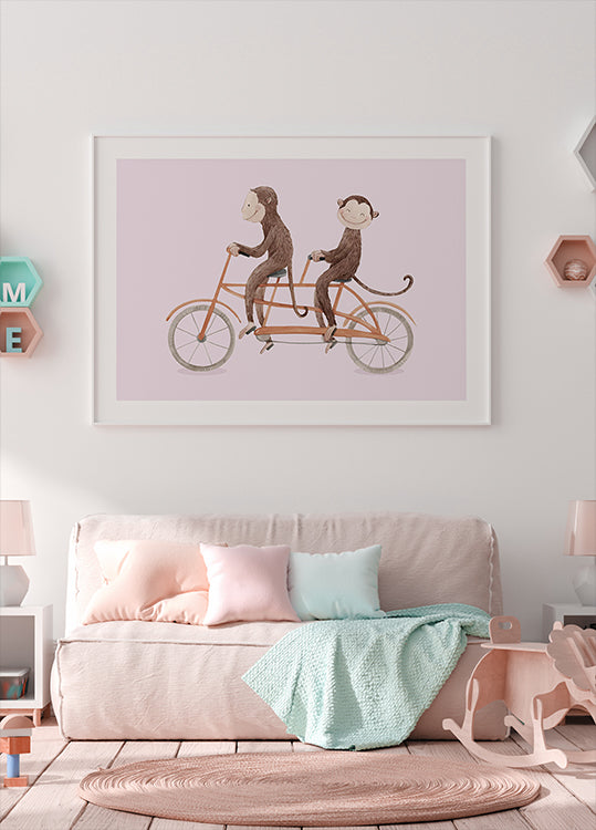Monkey Bicycle Poster - Posterbox.dk