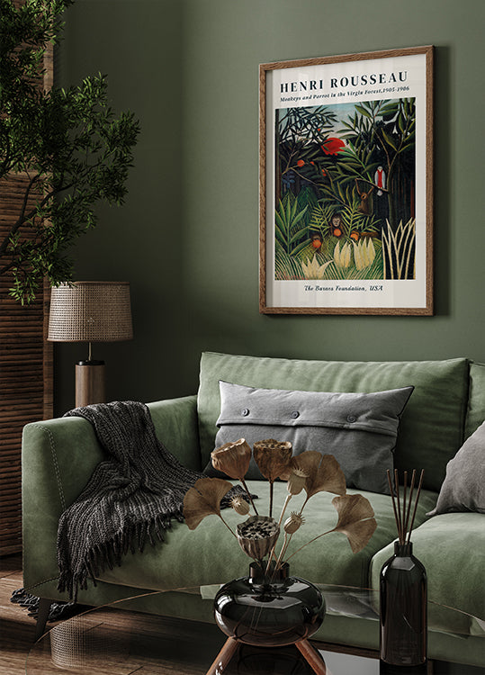 Monkeys and Parrot in the Virgin Forest Poster - Posterbox.dk