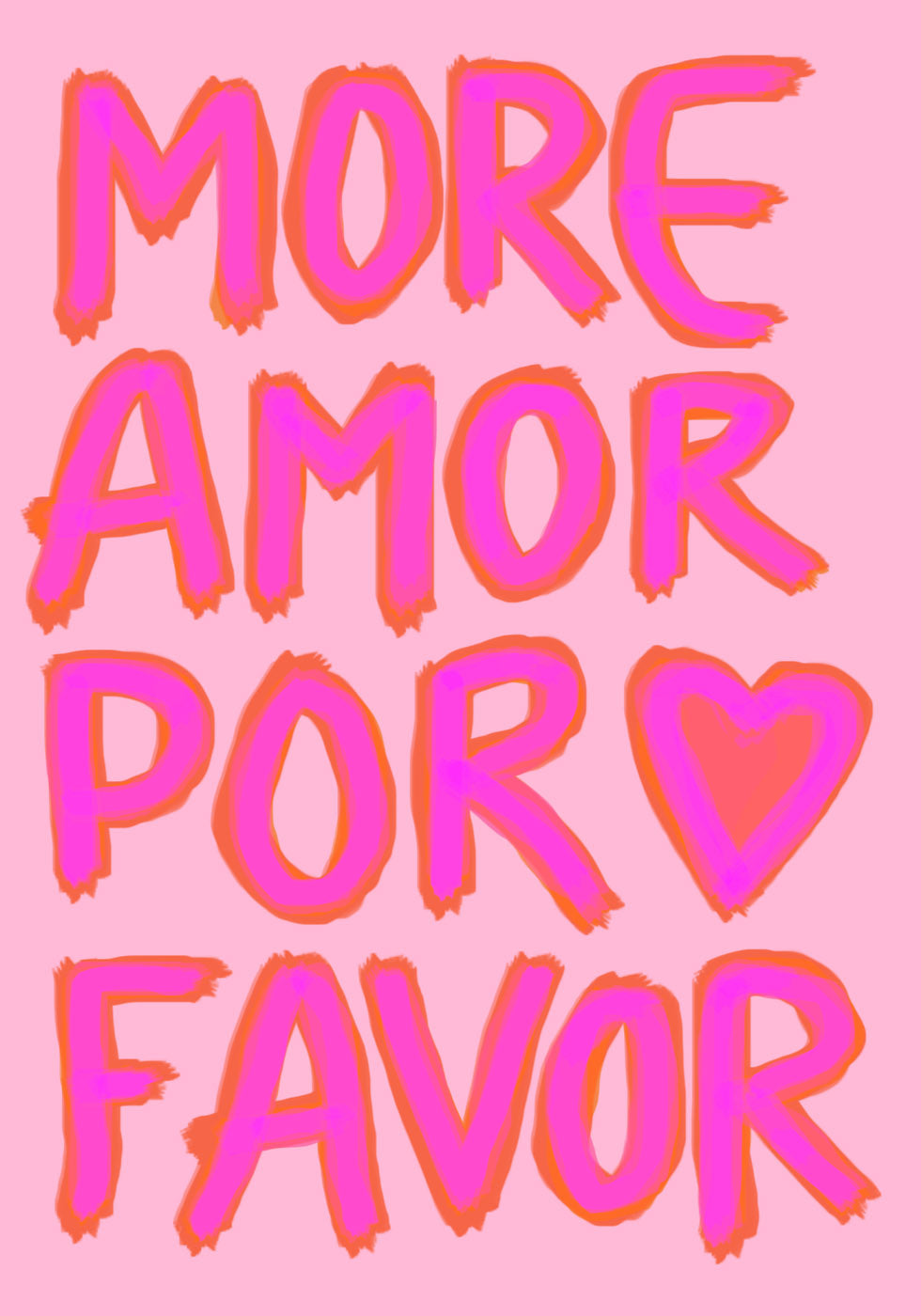More Amor Por Favor, Pink Neon Love Poster - Posterbox.dk