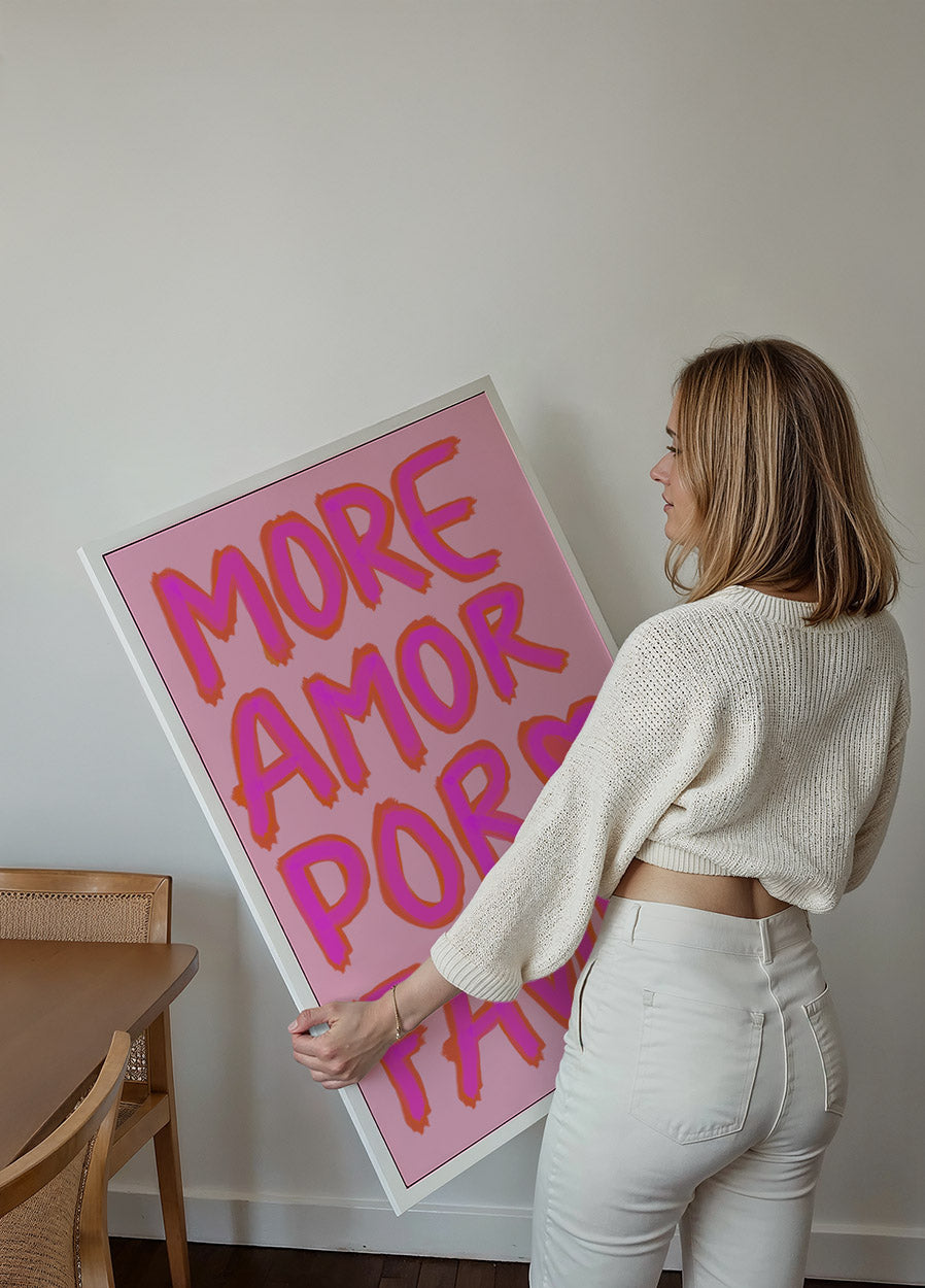 More Amor Por Favor, Pink Neon Love Poster - Posterbox.dk