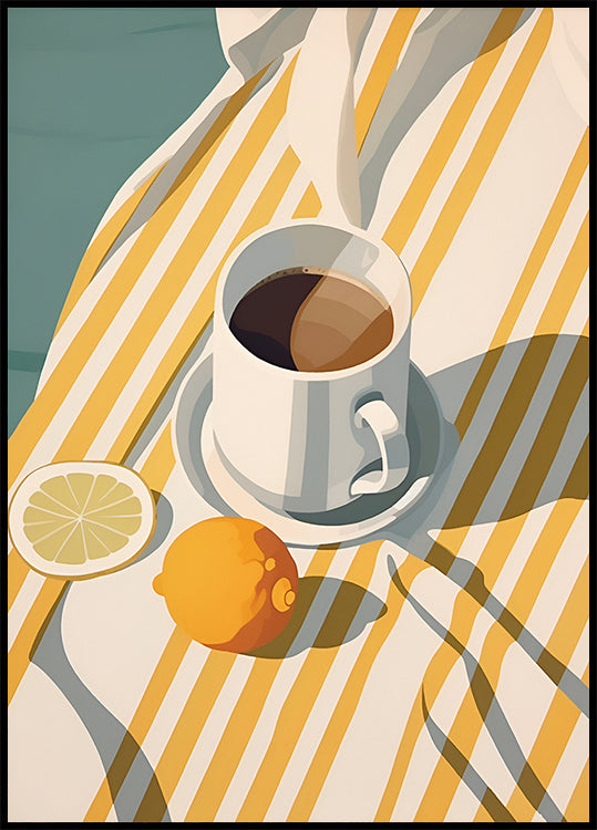 Morning Coffee & Lemons, Minimalist Summer Poster - Posterbox.dk