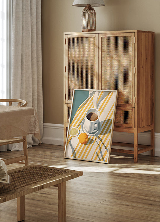 Morning Coffee & Lemons, Minimalist Summer Poster - Posterbox.dk